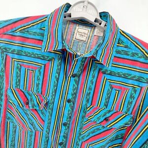 Western Plains Trading Co Shirt Mens Large Multicolor Striped Brushpopper Cotton